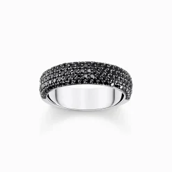 Fashion Ring mit schwarzem Zirkonia-Pavé Silber geschwärzt Damen Ringe|925 Silber