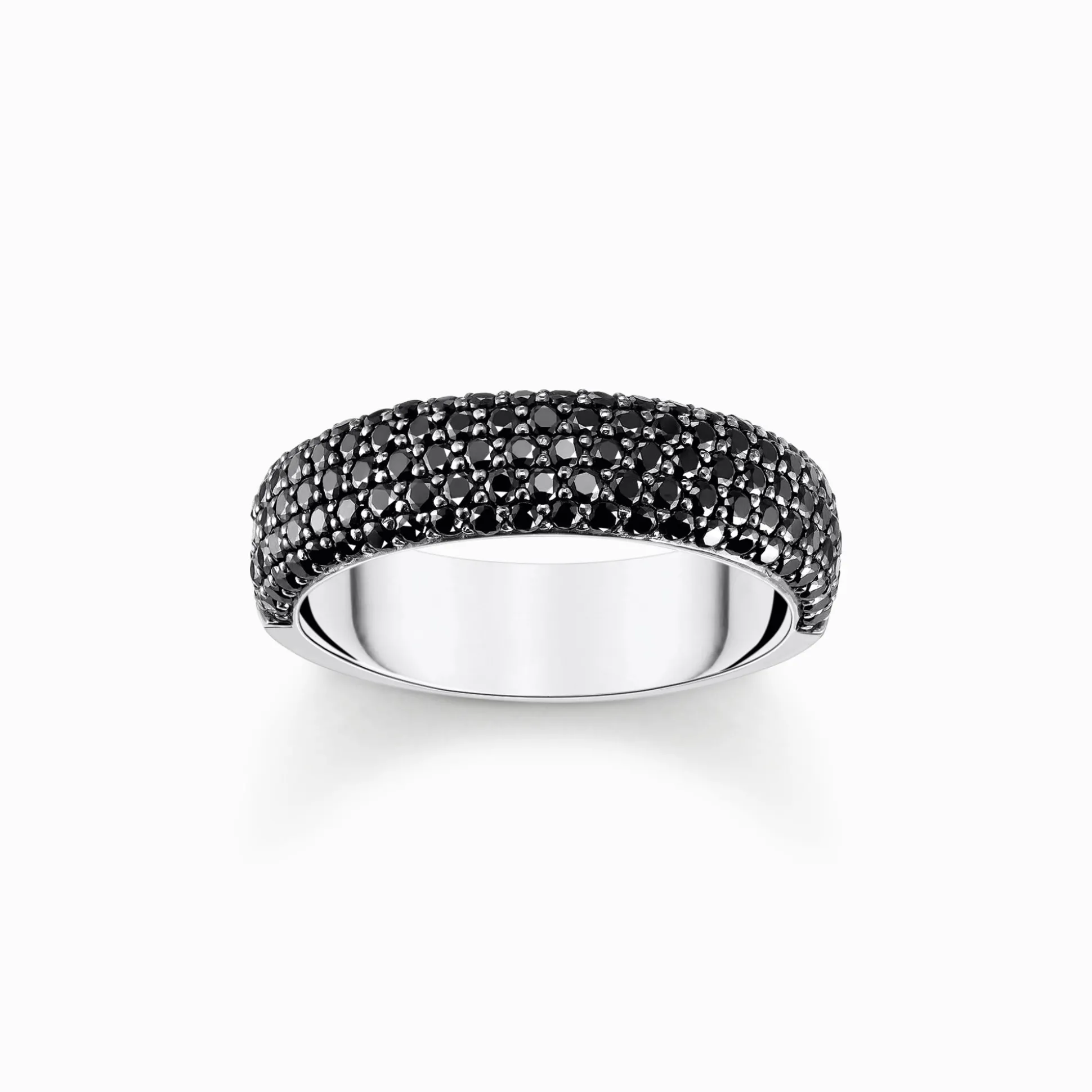 Fashion Ring mit schwarzem Zirkonia-Pavé Silber geschwärzt Damen Ringe|925 Silber