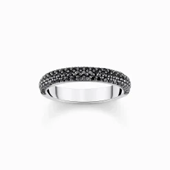 Store Ring mit schwarzem Zirkonia-Pavé Silber geschwärzt Damen Ringe|925 Silber