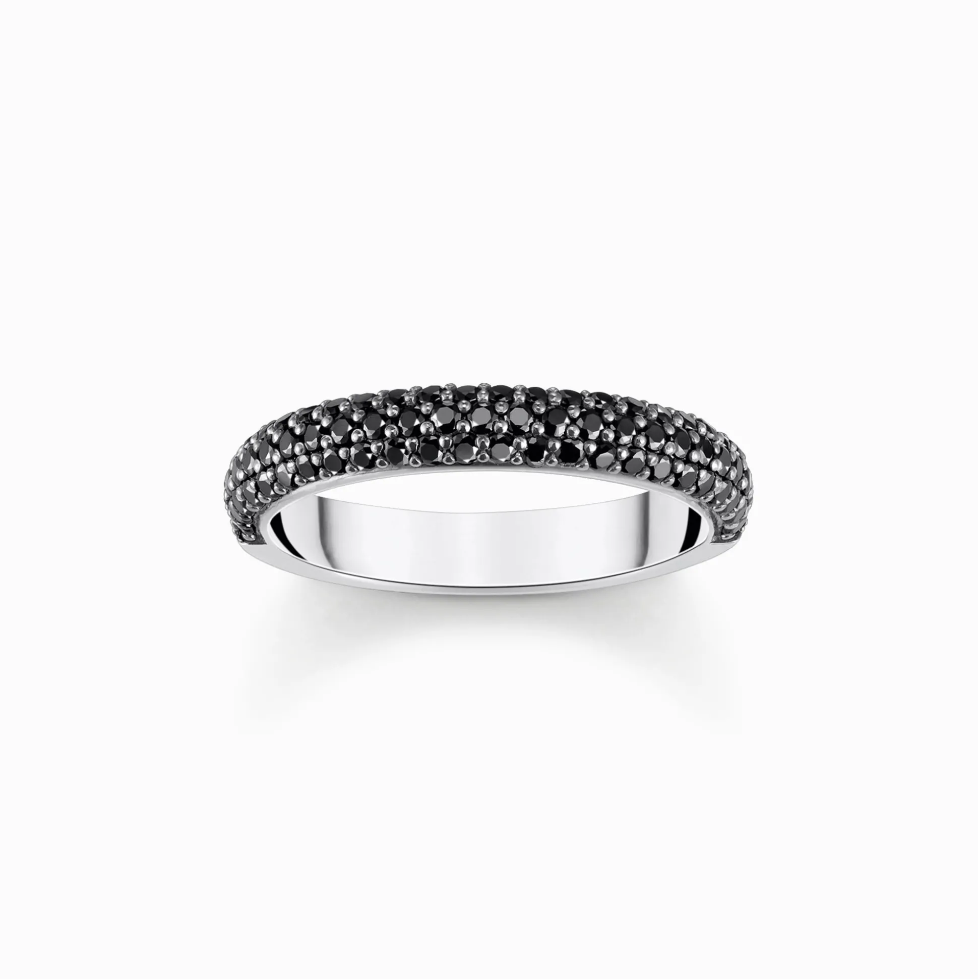 Store Ring mit schwarzem Zirkonia-Pavé Silber geschwärzt Damen Ringe|925 Silber