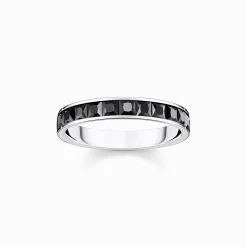 Best Sale Ring mit schwarzen Steinen Pavé Silber Damen Ringe