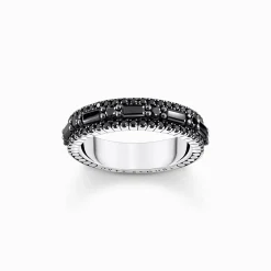 Sale Ring mit schwarzen Steinen Silber geschwärzt Damen Ringe|925 Silber