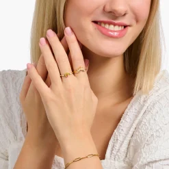 Outlet Ring mit Sonnenstrahlen und bunten Steinen vergoldet Damen Ringe|18K Vergoldung - 925 Silber