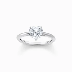 Store Ring mit weißem Stein in Herzform Silber Damen Ringe|925 Silber