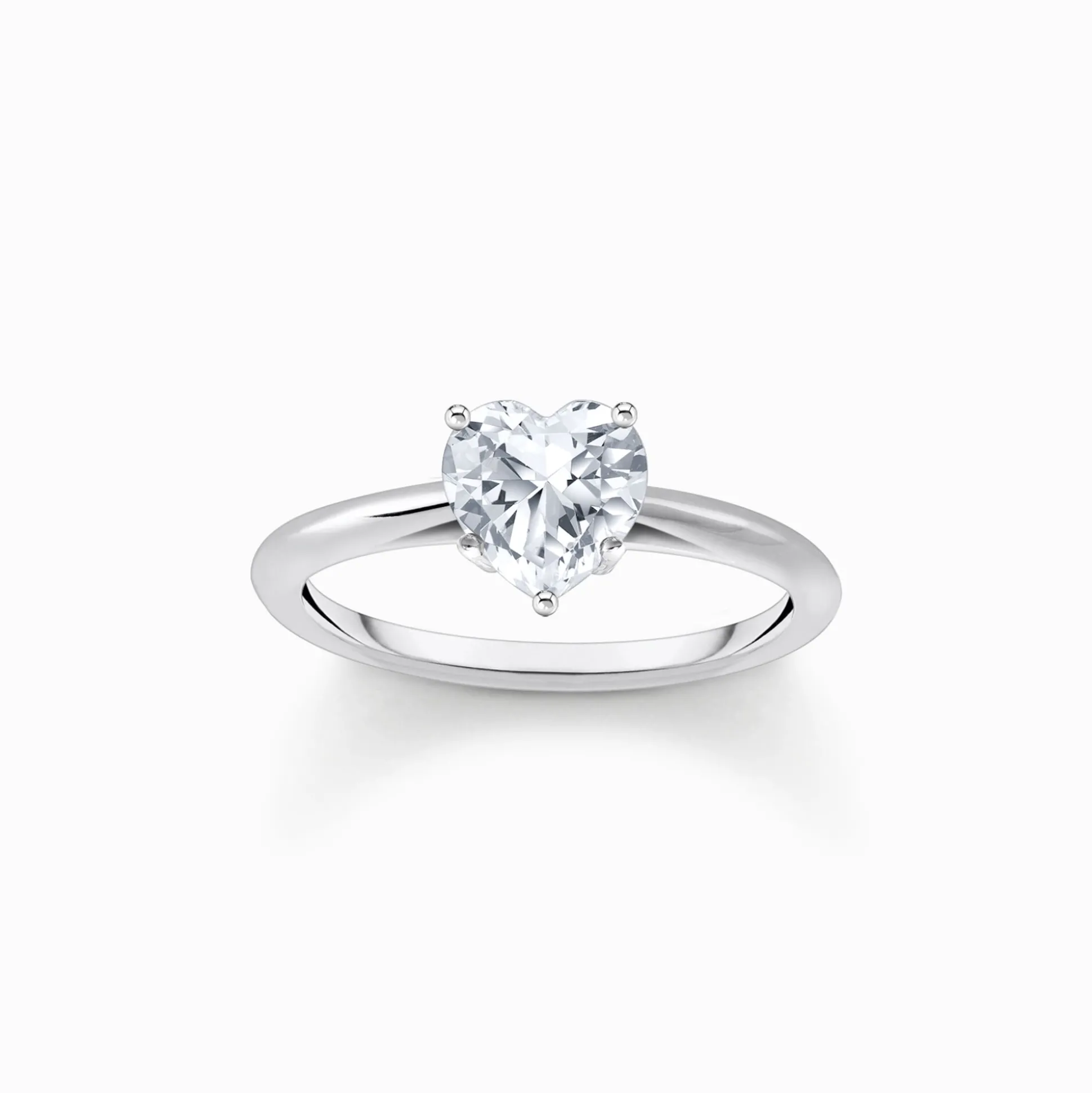 Store Ring mit weißem Stein in Herzform Silber Damen Ringe|925 Silber