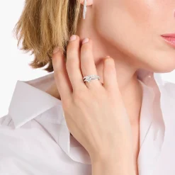 Store Ring mit weißem Stein in Herzform Silber Damen Ringe|925 Silber