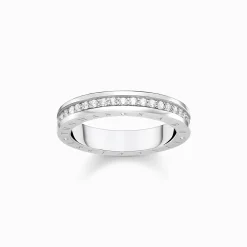 Hot Ring mit weißen Steinen Pavé Silber Damen Ringe