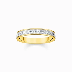 Cheap Ring mit weißen Steinen Pavé vergoldet Damen Ringe|18K Vergoldung - 925 Silber