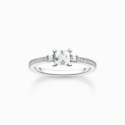 Cheap Ring Pavé weißer Stein silber Damen Ringe