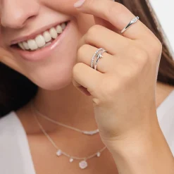 Hot Ring rosa und weiße Steine Damen Ringe