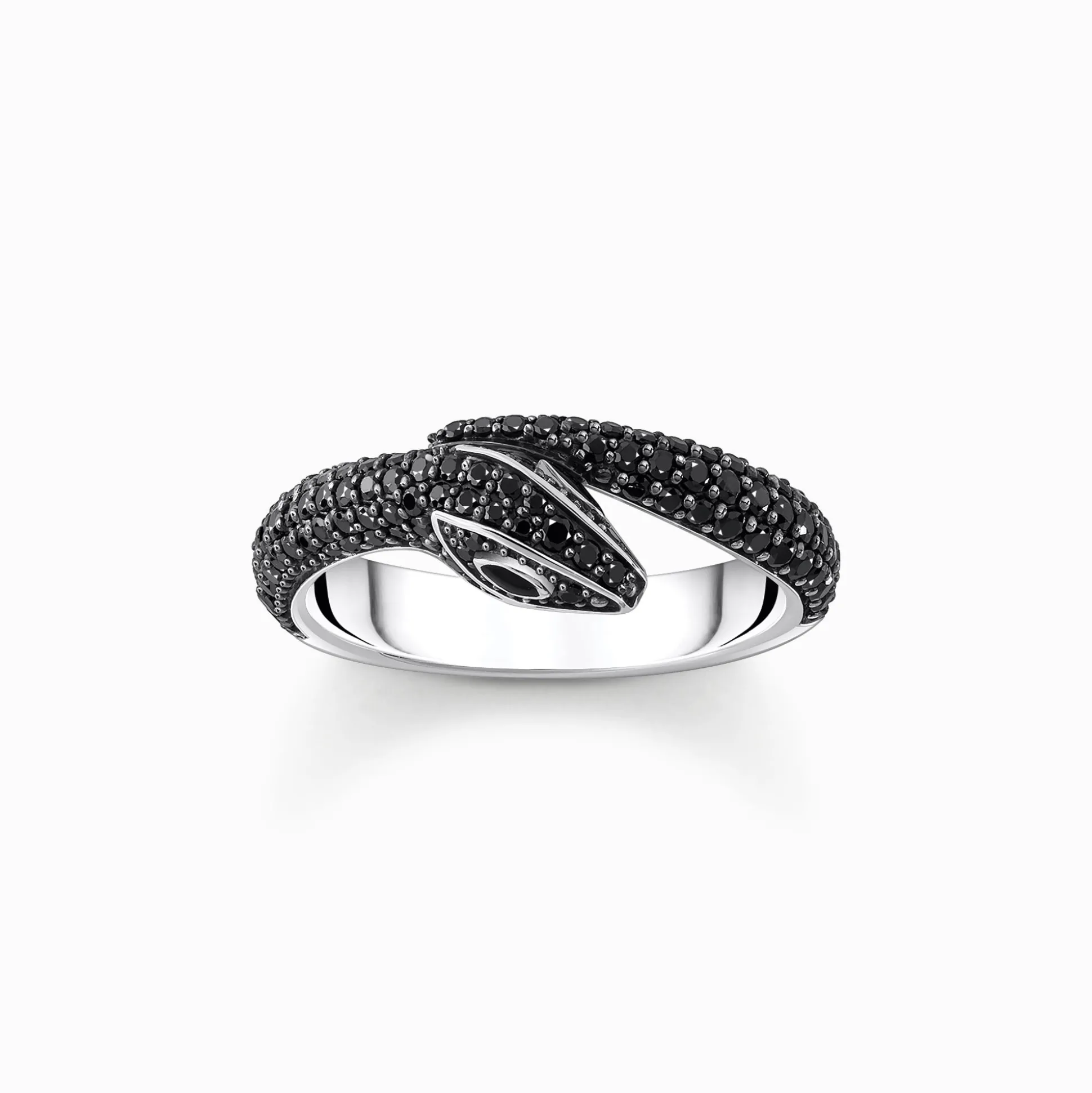 Flash Sale Ring Schlange mit schwarzen Steinen Silber geschwärzt Damen Ringe|925 Silber