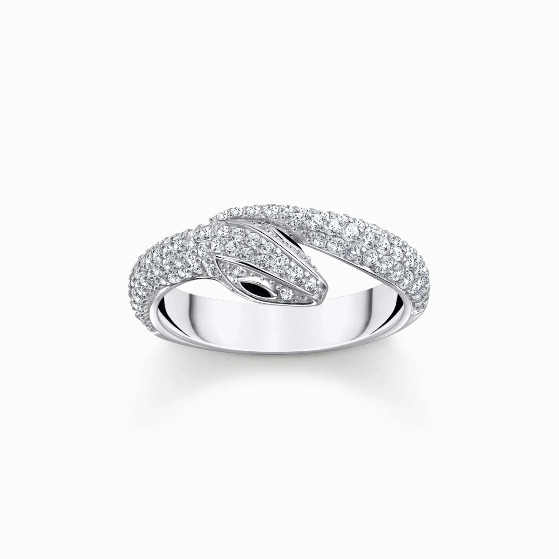 New Ring Schlange mit weißen Steinen Silber Damen Ringe|925 Silber