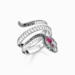 Cheap Ring Schlange schwarze Steine Damen Ringe