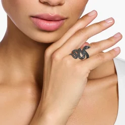 Online Ring schwarze Schlange Pavé Damen Ringe