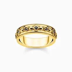 Clearance Ring schwarze Steine gold Damen Ringe|Ringe