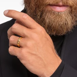 Clearance Ring schwarze Steine gold Damen Ringe|Ringe