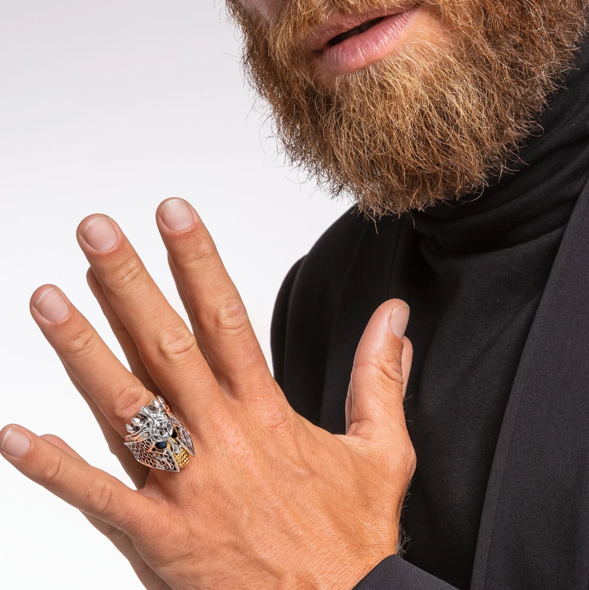 Best Ring Totenkopf Ritter Damen Ringe|18K Vergoldung - 925 Silber
