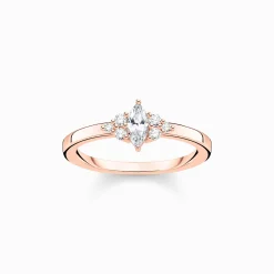 Clearance Ring Vintage weiße Steine roségold Damen Ringe|18K Rosé-Vergoldung - 925 Silber