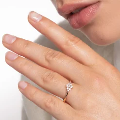 Clearance Ring Vintage weiße Steine roségold Damen Ringe|18K Rosé-Vergoldung - 925 Silber