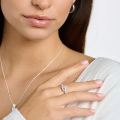 Outlet Ring weiße Steine silber Damen Ringe|925 Silber
