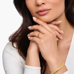 Outlet RingKrokodilpanzer breit mit roten Steinen vergoldet Damen Ringe|18K Vergoldung - 925 Silber