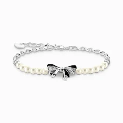Fashion Schleifen-Armband mit Perlen Lovely Romance Silber Damen Armbänder|925 Silber