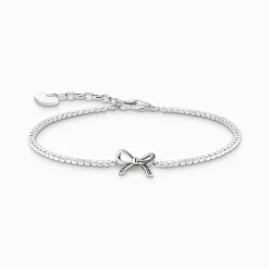 Store Schleifen-Armband mit weißen Steinen Silber Damen Armbänder|925 Silber
