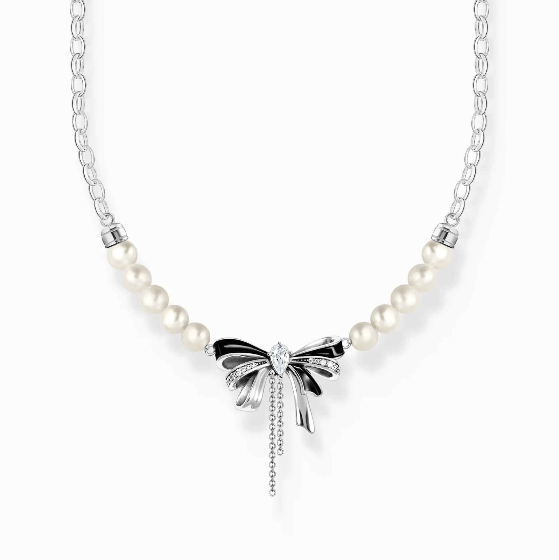 Flash Sale Schleifen-Kette mit Perlen Lovely Romance Silber Damen Halsketten|925 Silber