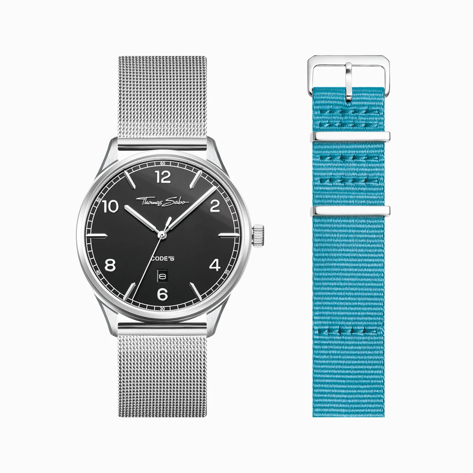 Cheap Set Code TS schwarze Uhr und türkises Armband Damen Uhren|Damenuhren