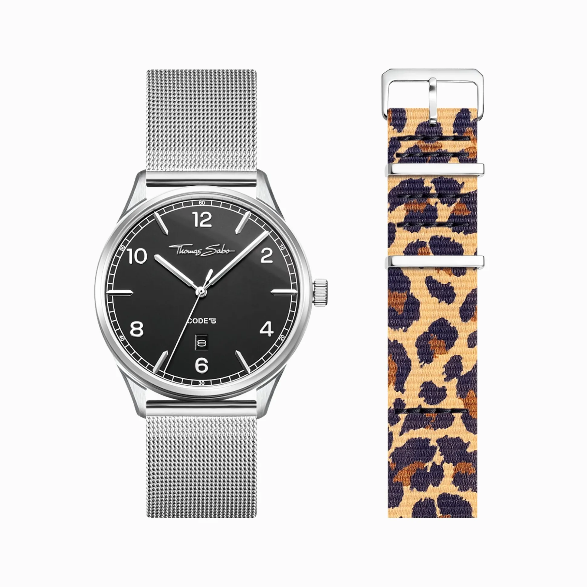 Cheap Set Code TS schwarze Uhr und Animal Print Armband Damen Uhren|Damenuhren