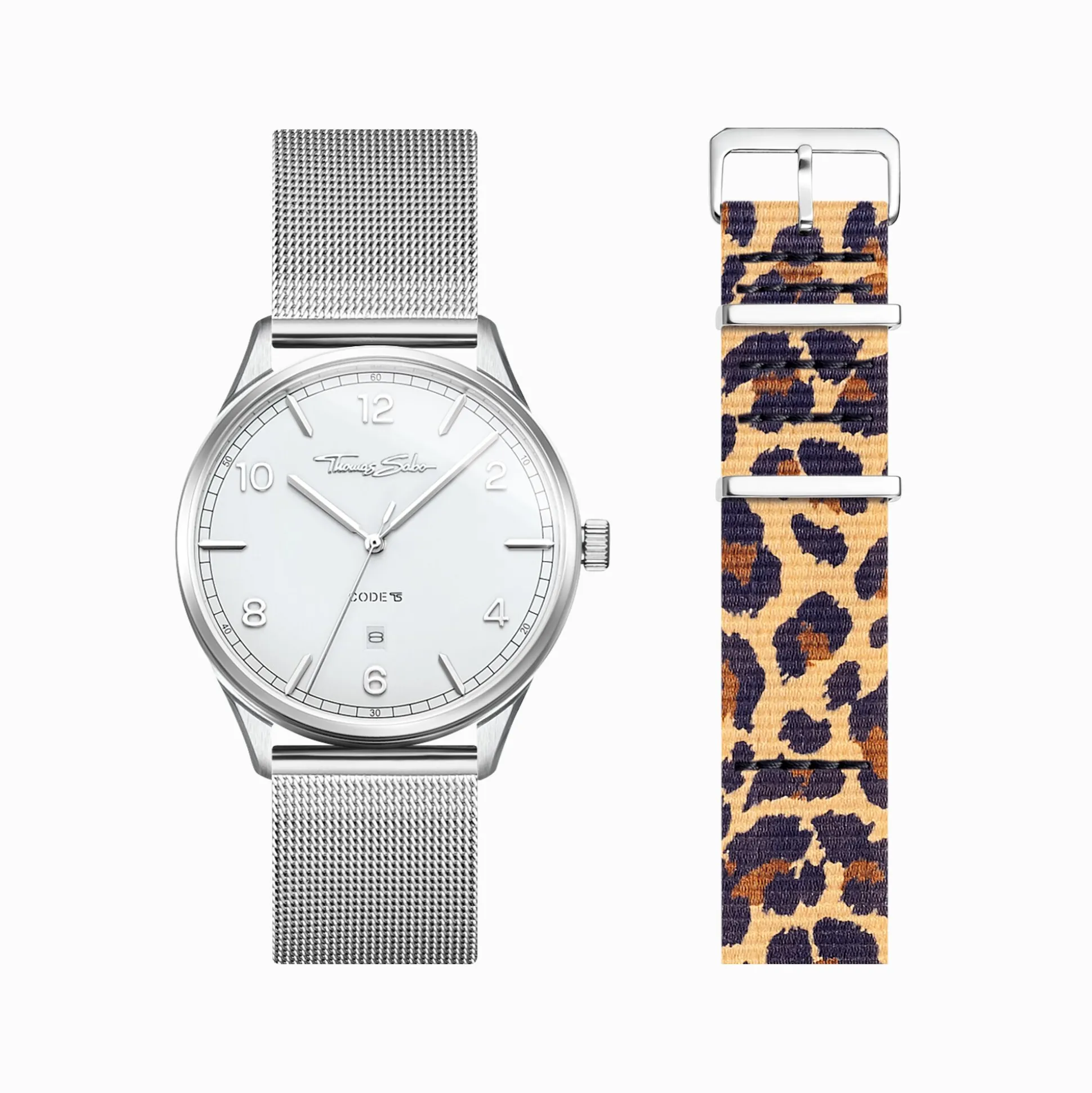 Cheap Set Code TS weiße Uhr und Animal Print Armband Damen Uhren|Damenuhren