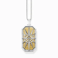 Discount Set Kette Kompass gold und silber Herren Halsketten|18K Vergoldung - 925 Silber