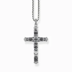 Best Sale Set Kette Maori Kreuz silber geschwärzt Herren Halsketten|925 Silber