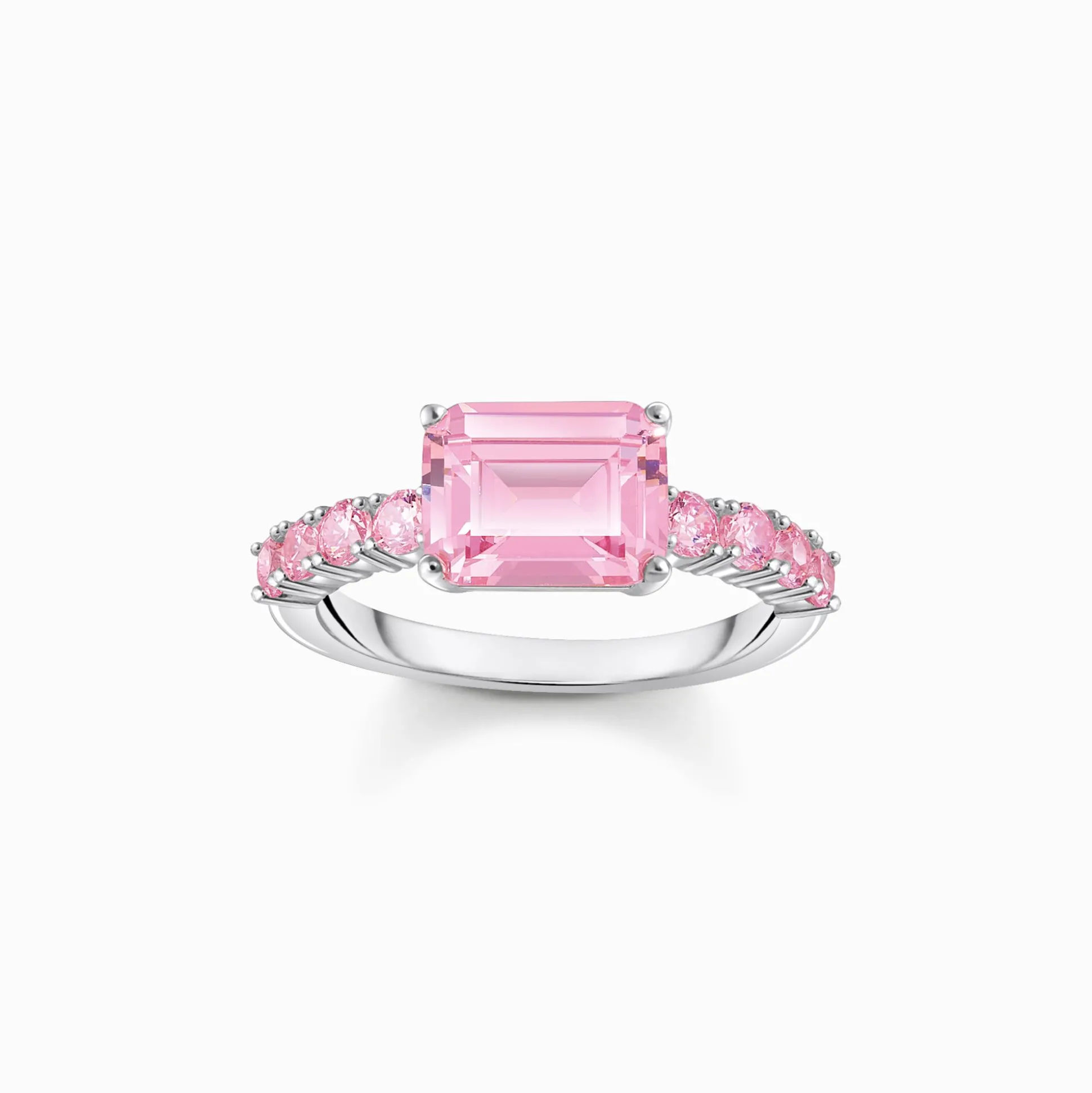 Outlet Solitärring mit pinkfarbenen Steinen Silber Damen Ringe|925 Silber