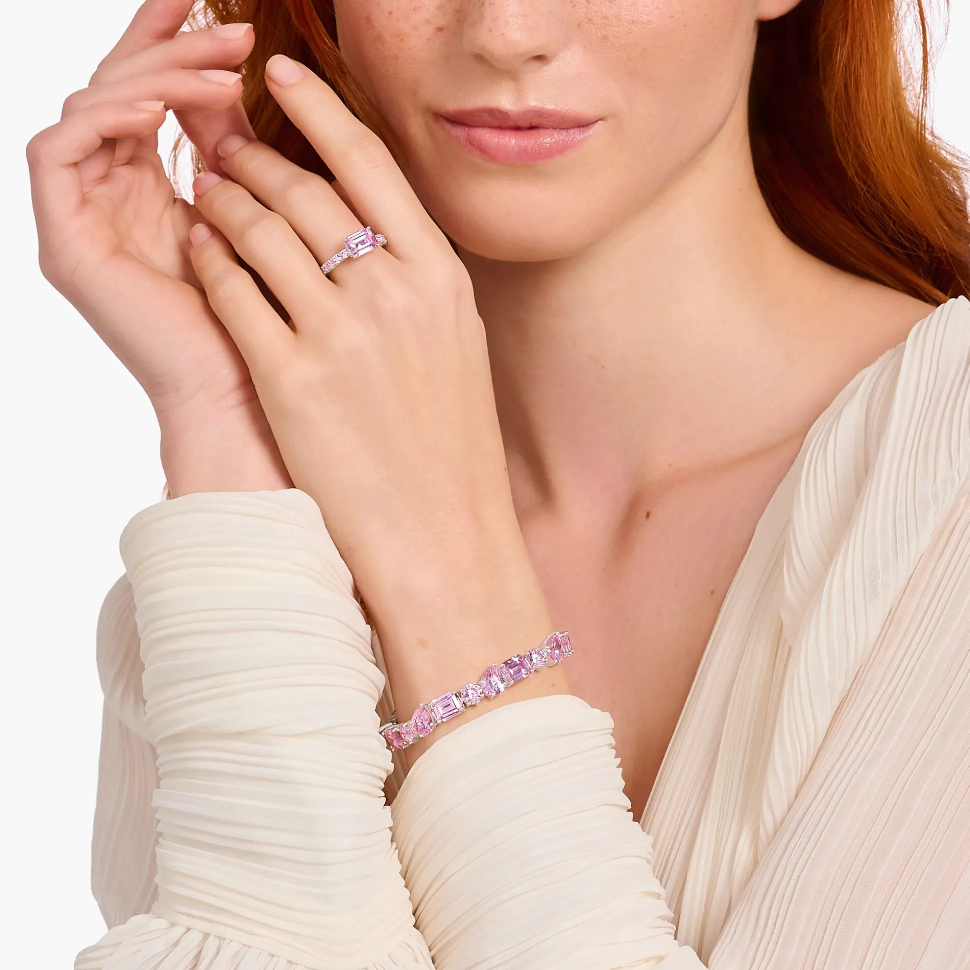 Outlet Solitärring mit pinkfarbenen Steinen Silber Damen Ringe|925 Silber