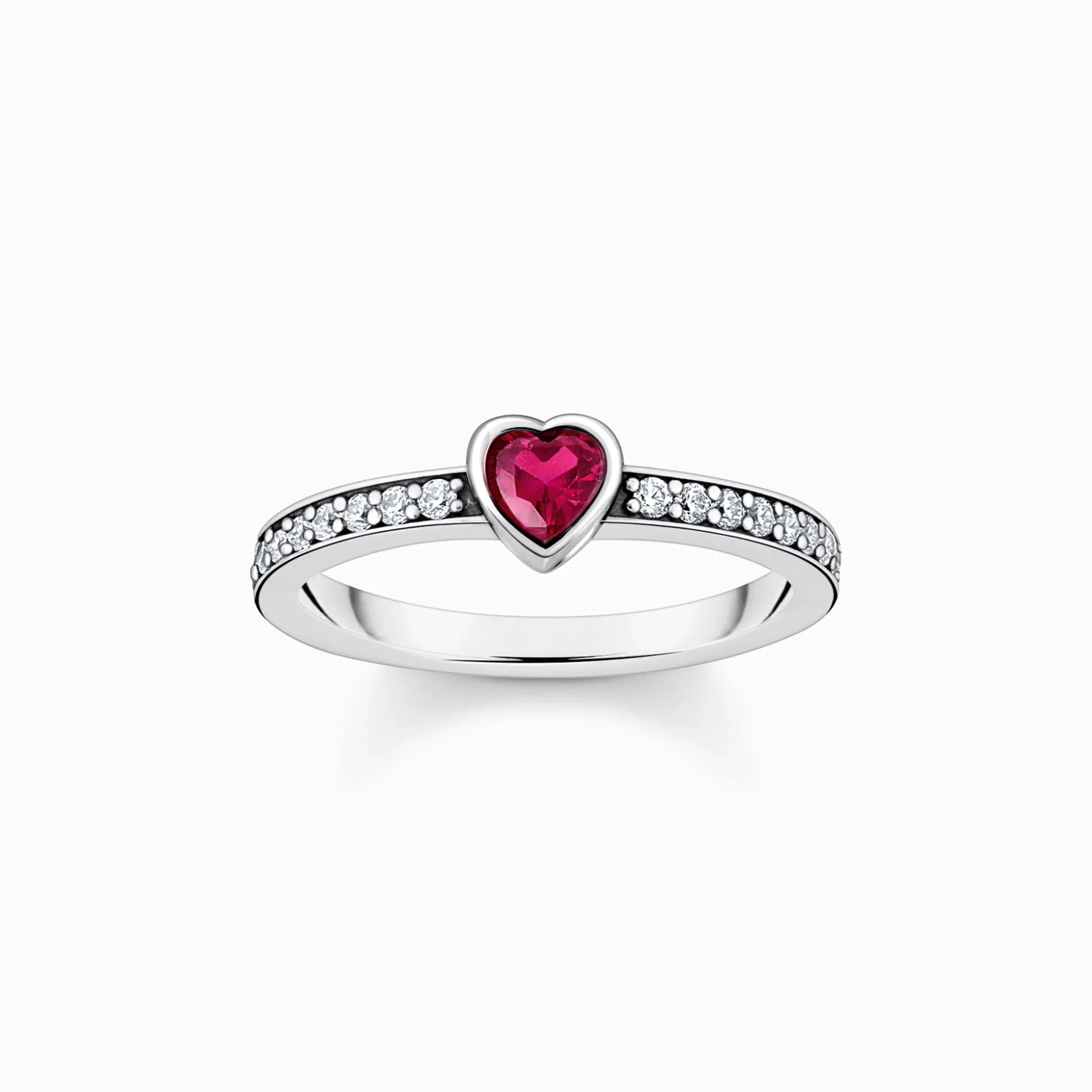 Best Solitärring mit rotem Stein in Herzschliff Silber Damen Ringe|925 Silber