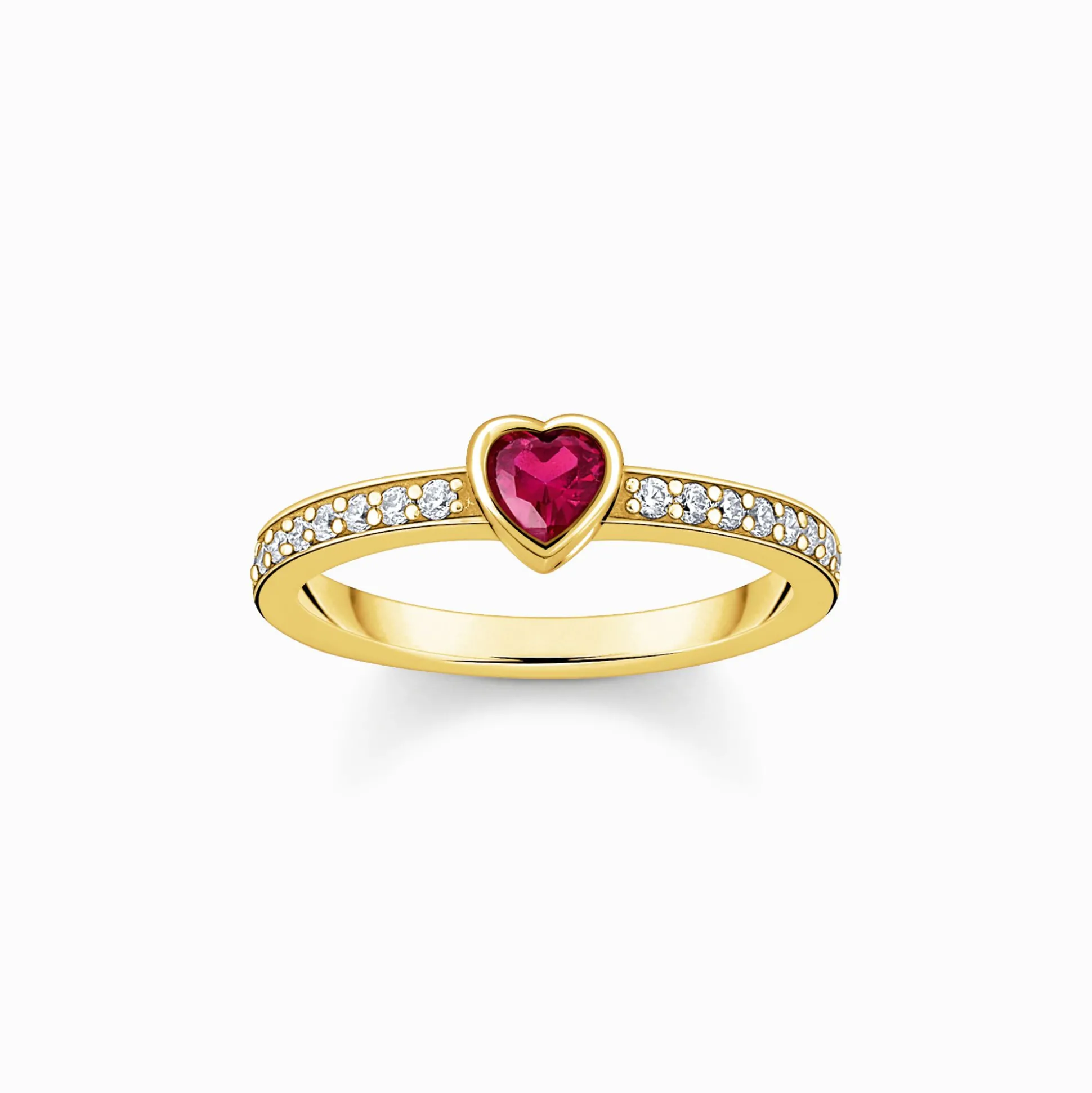 Best Sale Solitärring mit rotem Stein in Herzschliff Silber Damen Ringe|18K Vergoldung - 925 Silber
