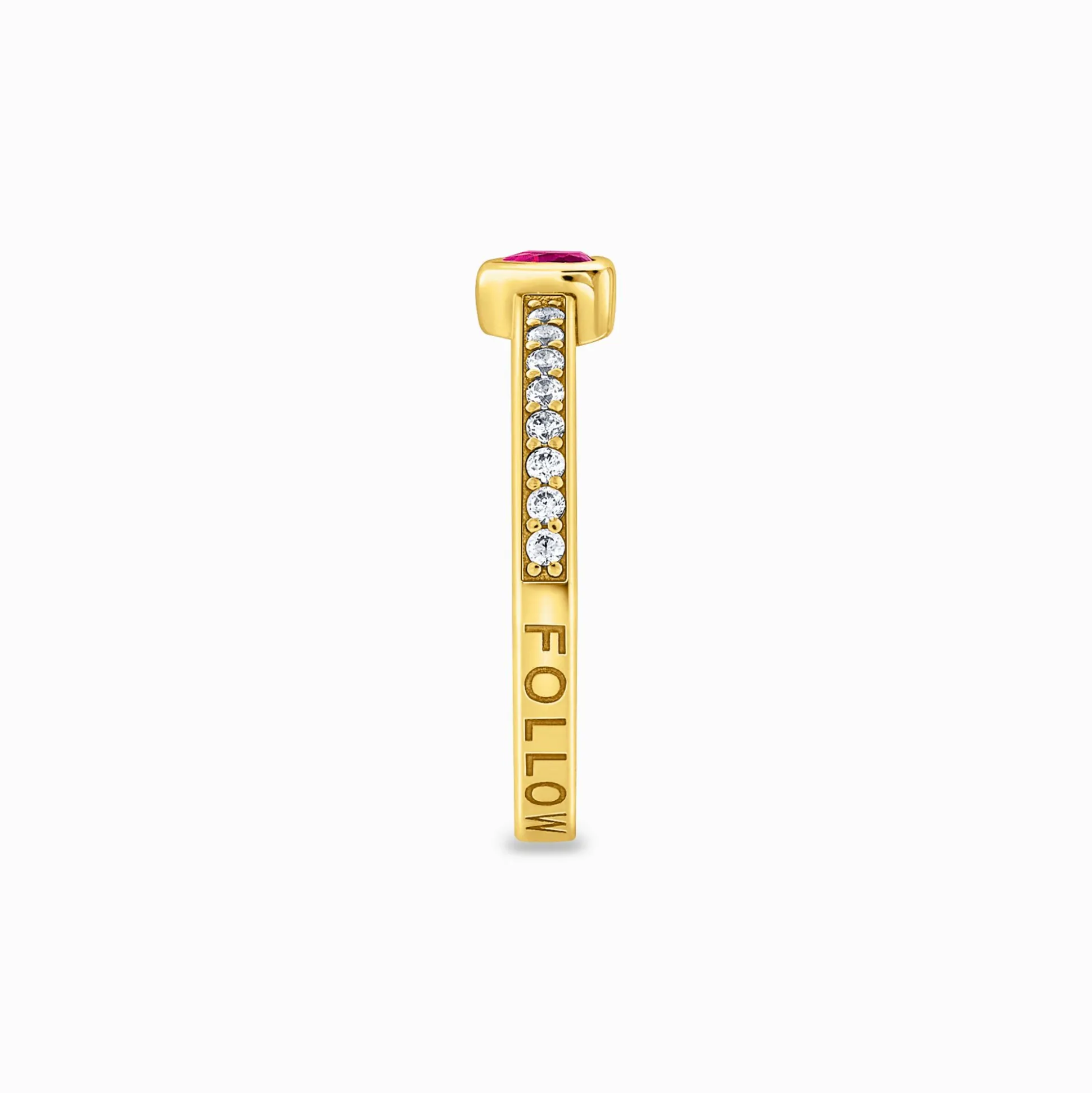 Best Sale Solitärring mit rotem Stein in Herzschliff Silber Damen Ringe|18K Vergoldung - 925 Silber