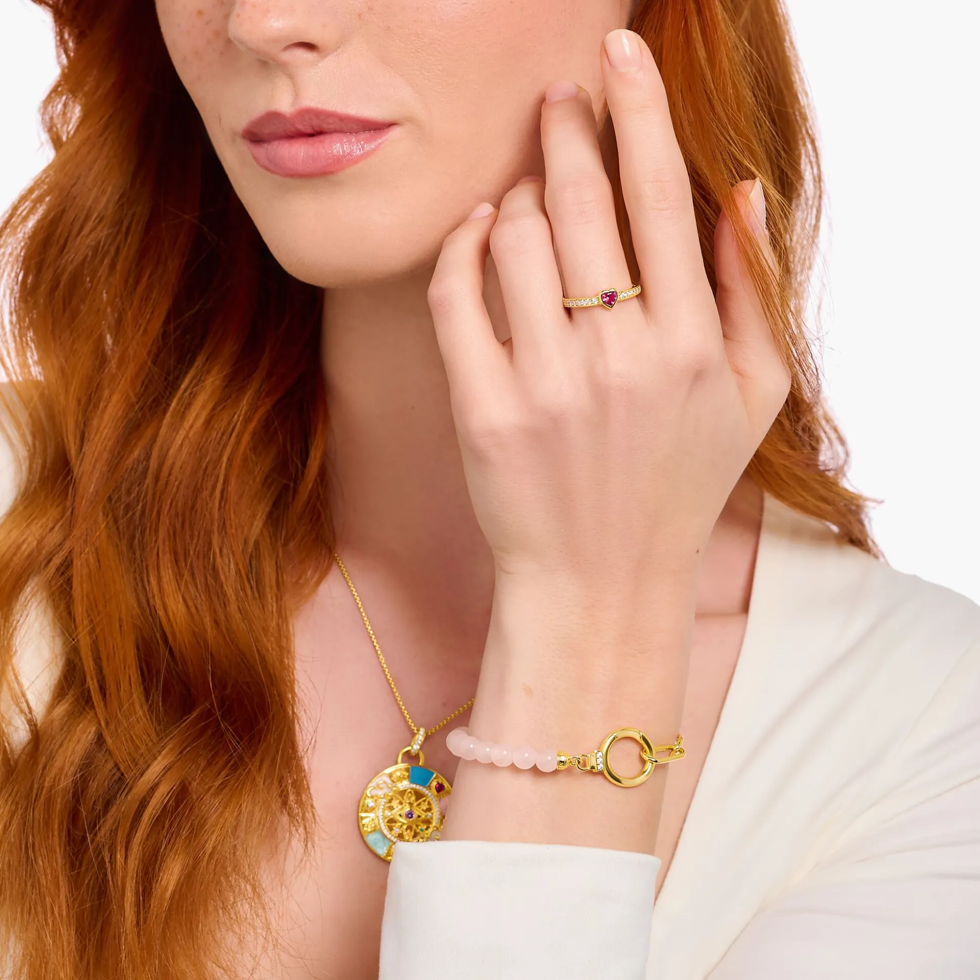 Best Sale Solitärring mit rotem Stein in Herzschliff Silber Damen Ringe|18K Vergoldung - 925 Silber