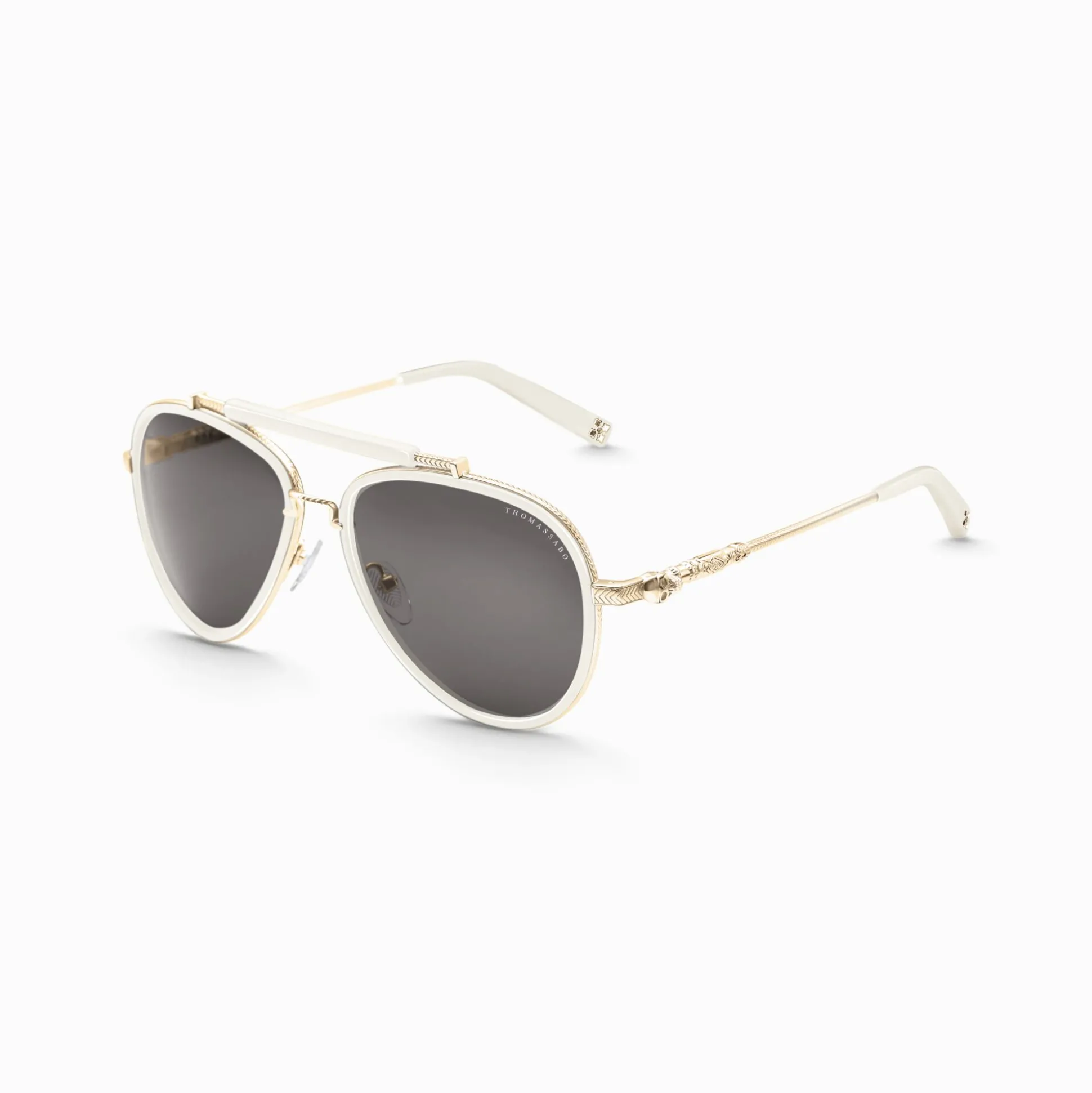 Store Sonnenbrille HARRISON Pilotenform weiß und beige-gold Damen Sonnenbrillen|Sonnenbrillen