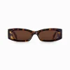 Discount Sonnenbrille Kim schmal rechteckig Havanna Damen Sonnenbrillen