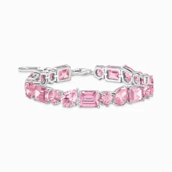 Hot Tennisarmband mit 20 pinkfarbenen Steinen Silber Damen Armbänder|925 Silber