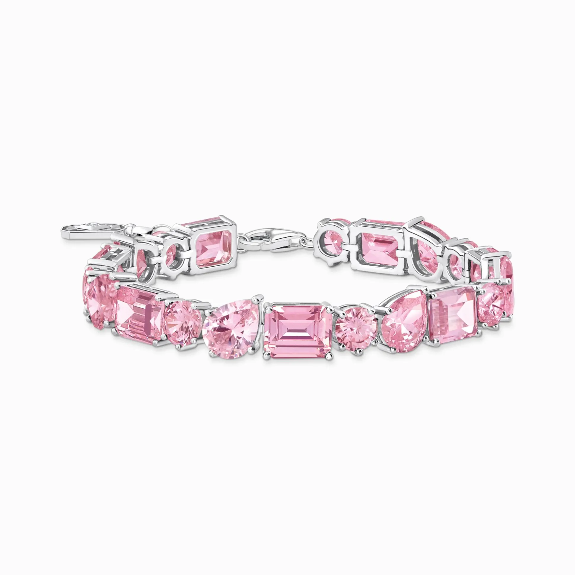 Hot Tennisarmband mit 20 pinkfarbenen Steinen Silber Damen Armbänder|925 Silber