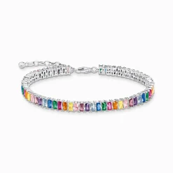 Hot Tennisarmband mit bunten Steinen Silber Damen Armbänder