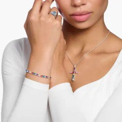 Hot Tennisarmband mit bunten Steinen Silber Damen Armbänder