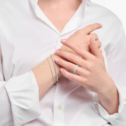 Store Tennisarmband mit kleinen, weißen Steinen Silber Damen Armbänder|925 Silber