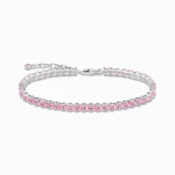 Flash Sale Tennisarmband mit pinken Steinen Silber Damen Armbänder