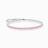 Hot Tennisarmband mit pinkfarbenen Steinen Silber Damen Armbänder|Armbänder