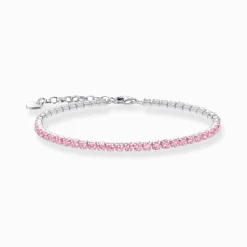 Hot Tennisarmband mit pinkfarbenen Steinen Silber Damen Armbänder|Armbänder
