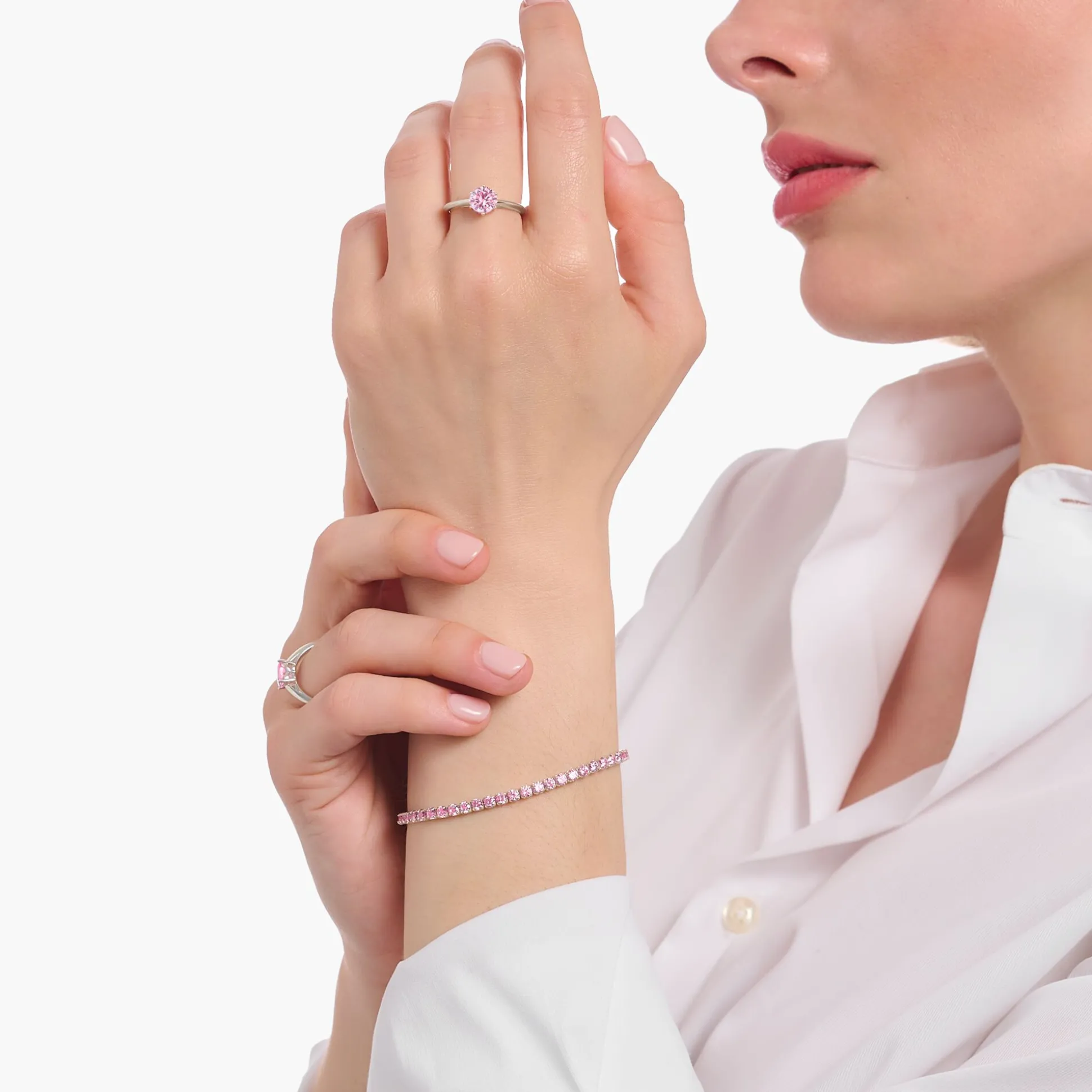 Hot Tennisarmband mit pinkfarbenen Steinen Silber Damen Armbänder|Armbänder